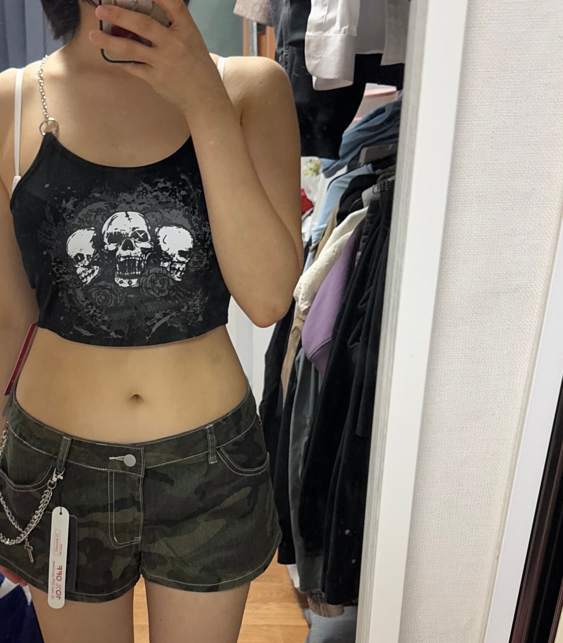 해골 체인크롭 나시티 M 새상품 (착샷있음) 상품이미지3