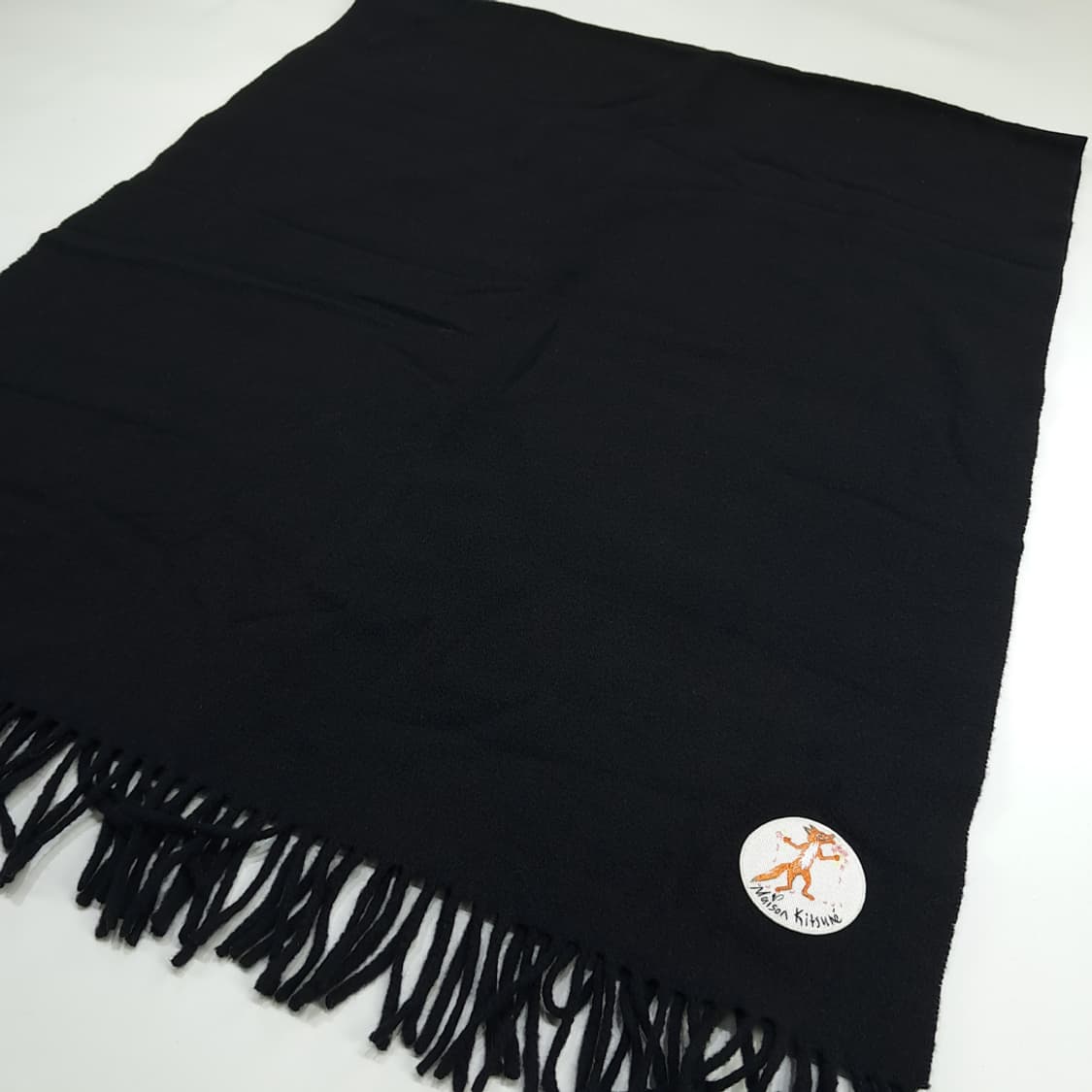 MX103 메종드 키츠네 블랙 버진울 빅사이즈 목도리 머플러 상품이미지2