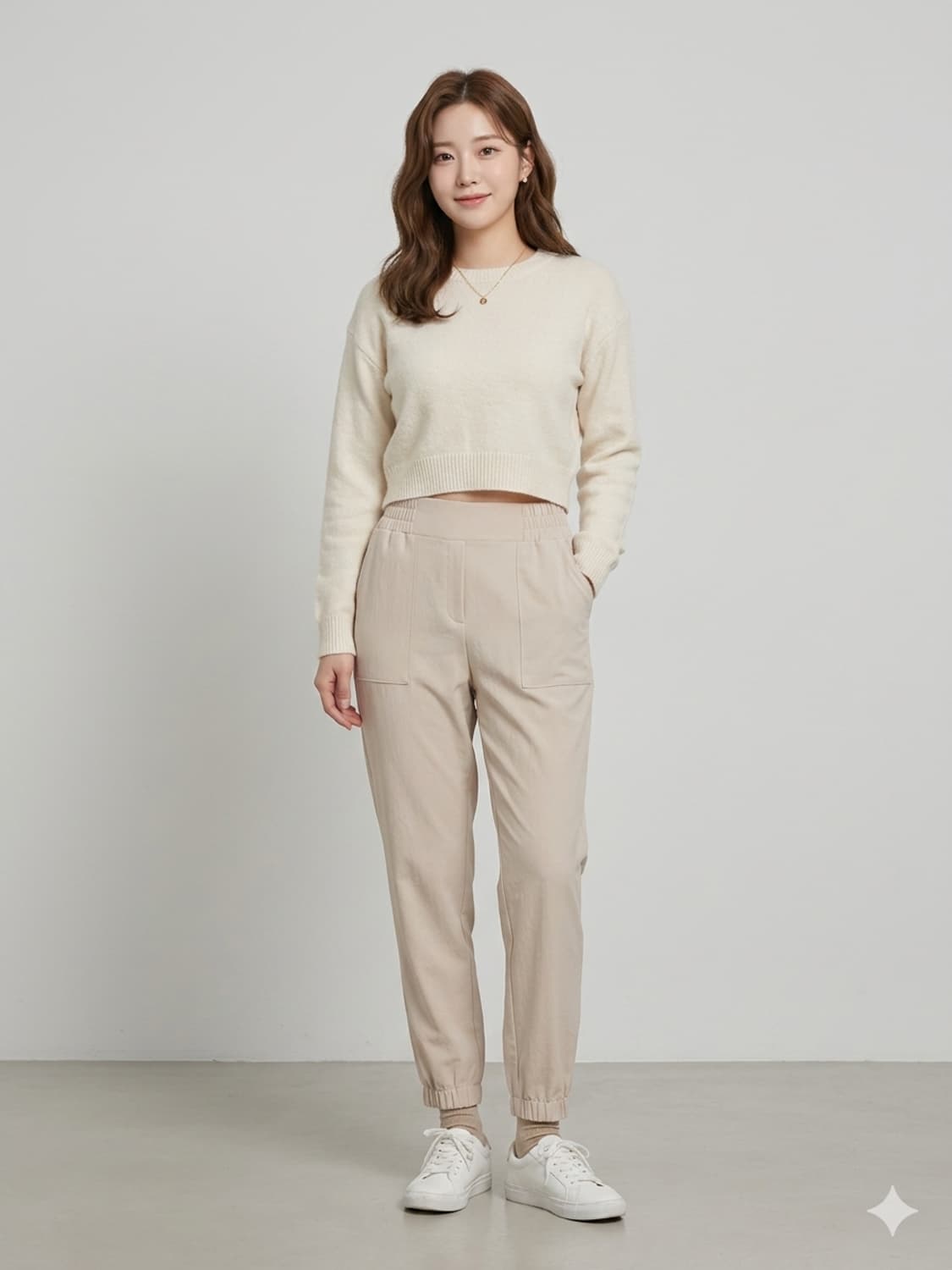 ZIO SONGZIO 지오송지오 밴딩 조거 팬츠 베이지 상품이미지1