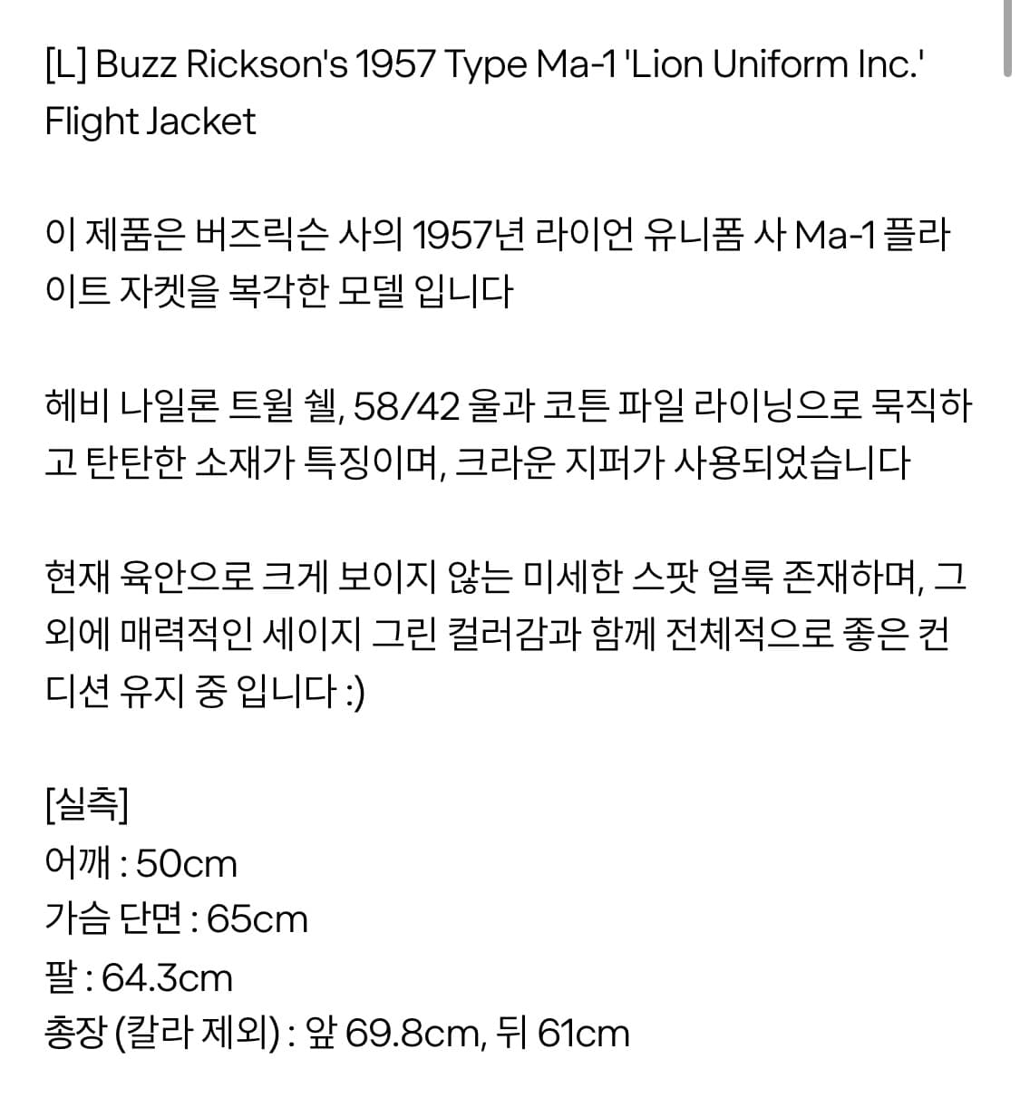 Buzz Rickson’s ma-1 상품이미지2