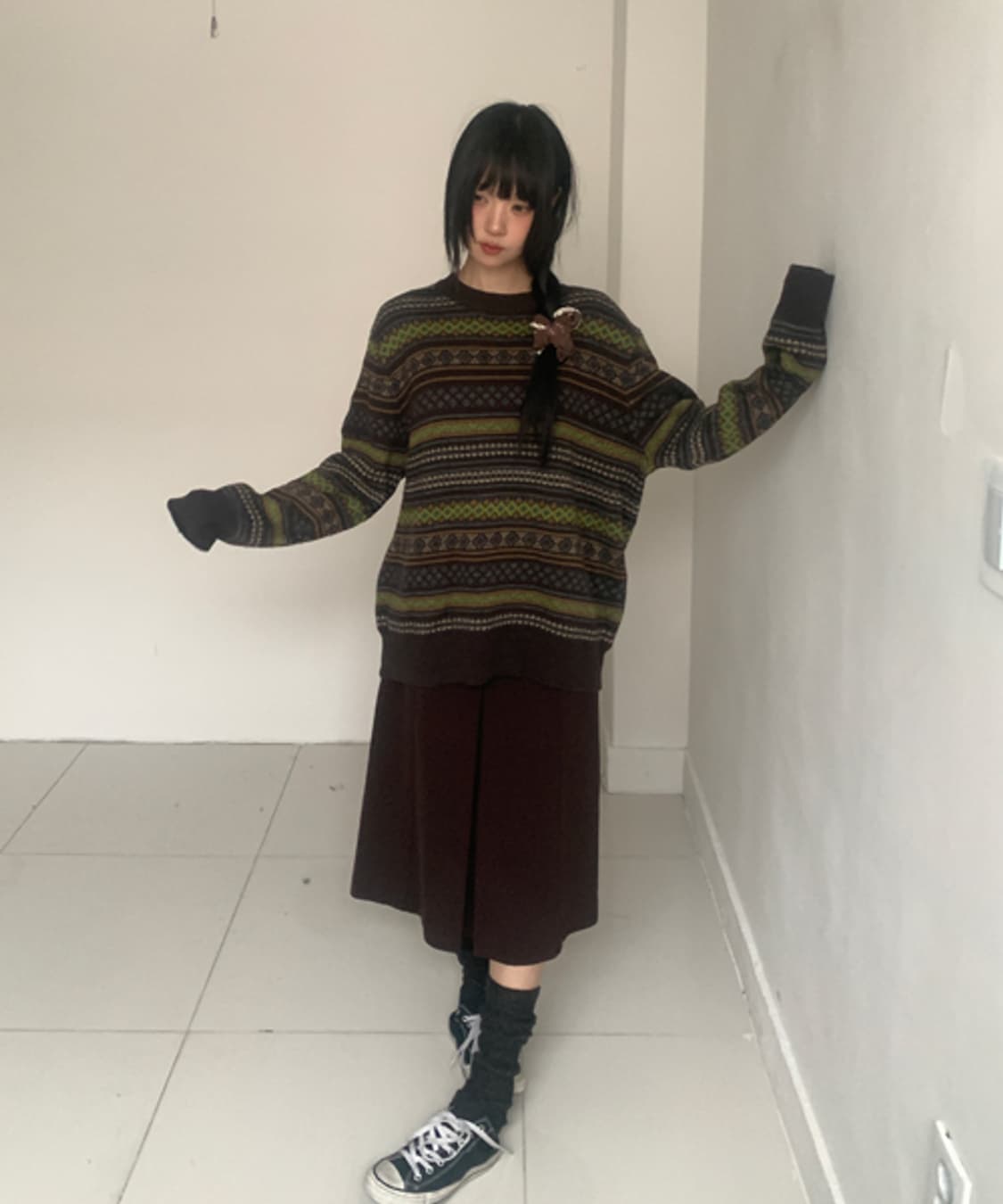 (Vintage)Wool slit long skirt 상품이미지1