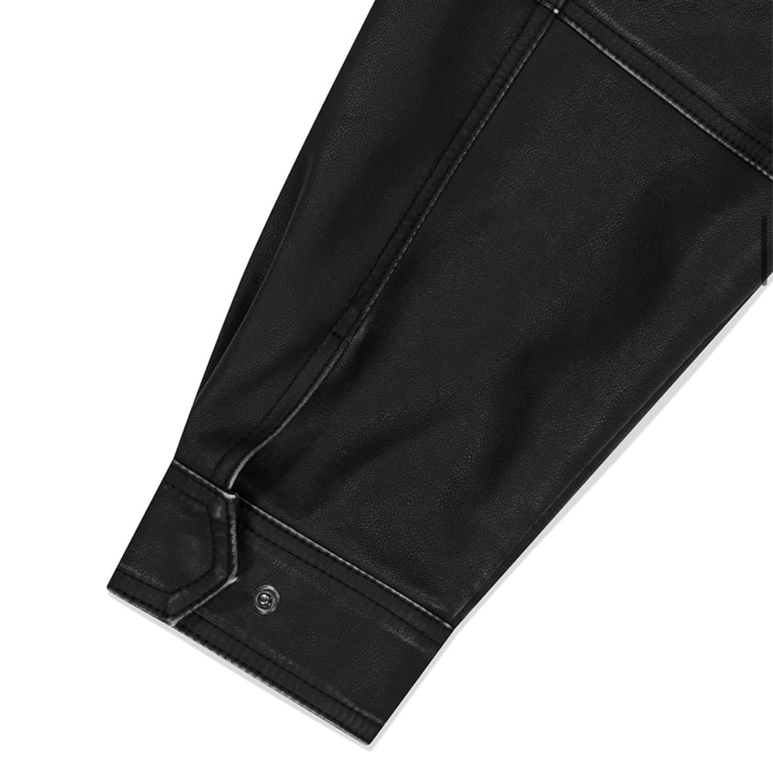 WASHED FAUX LEATHER BLOUSON BLACK|레더자켓 상품이미지7