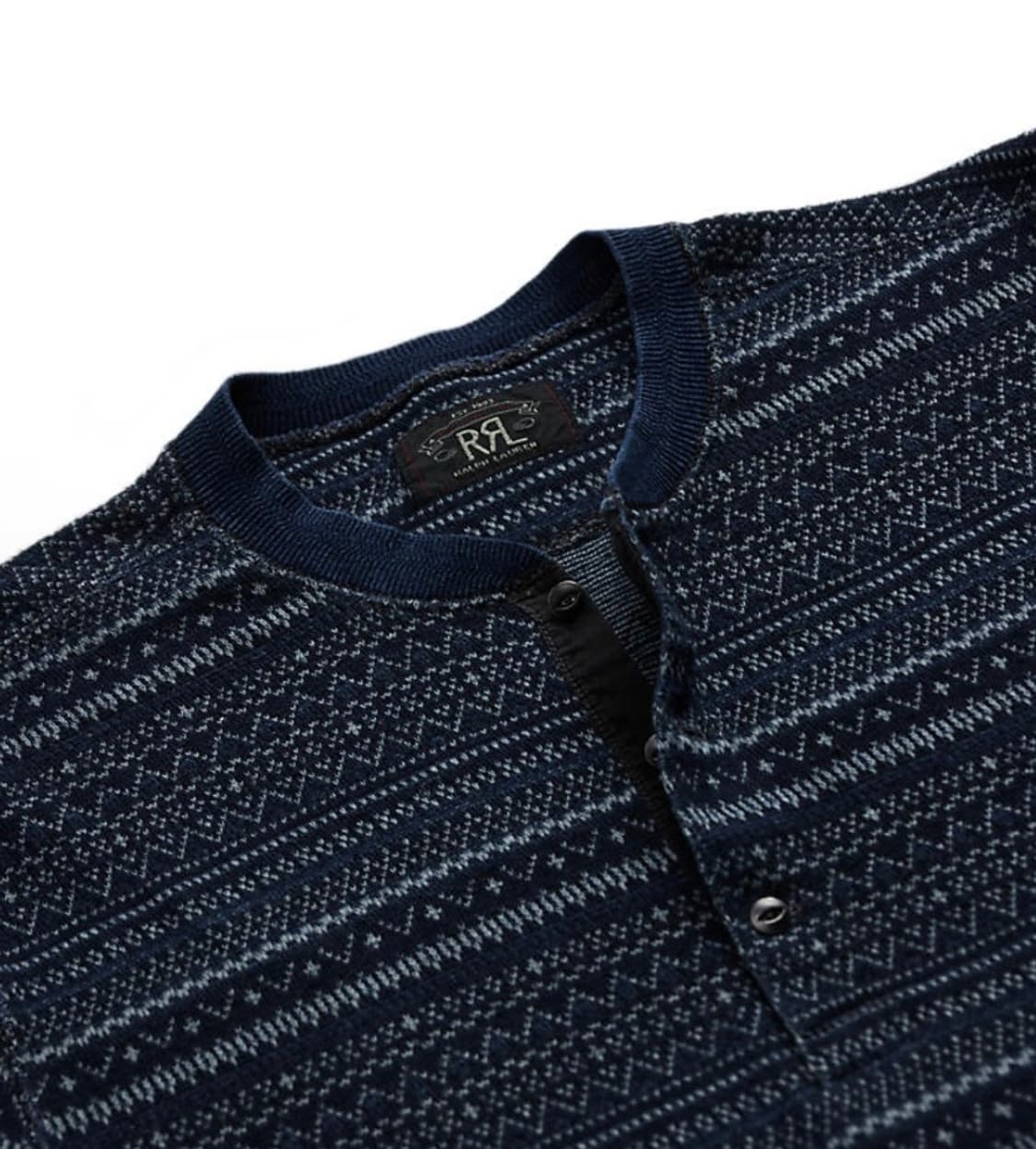 Rrl 더블알엘 인디고 자카드 헨리넥 상품이미지2