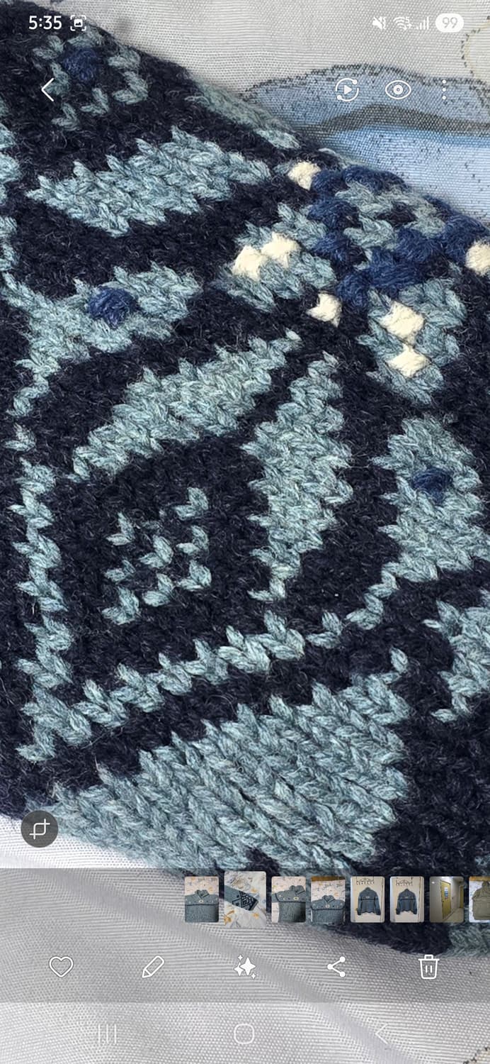 Lands End 패턴 하프집업 니트 S 상품이미지5