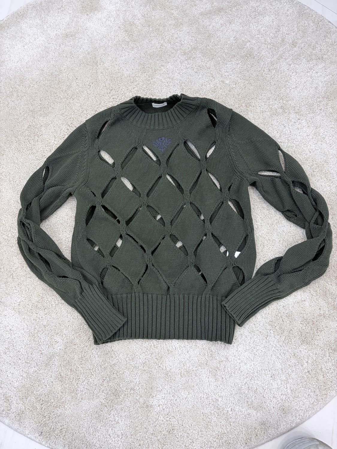 스테판쿡 슬레쉬 니트 카키 S 상품이미지3