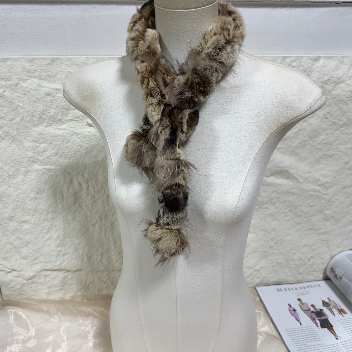 빈티지 래빗 토끼털 프릴 목도리 머플러 상품이미지1