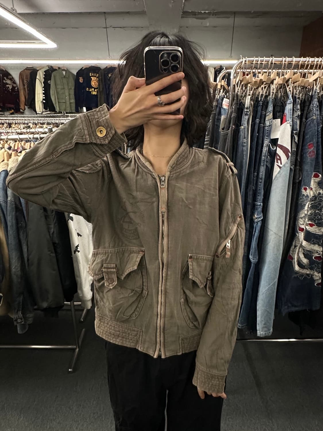 L)에드윈 플라이트 포켓 디테일 빈티지 야상 자켓 상품이미지1