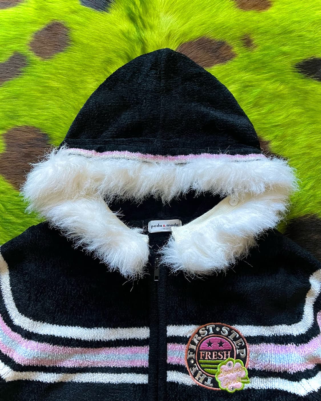 90s Peda & Mada Fur Hood Fleece Zip-up 상품이미지4