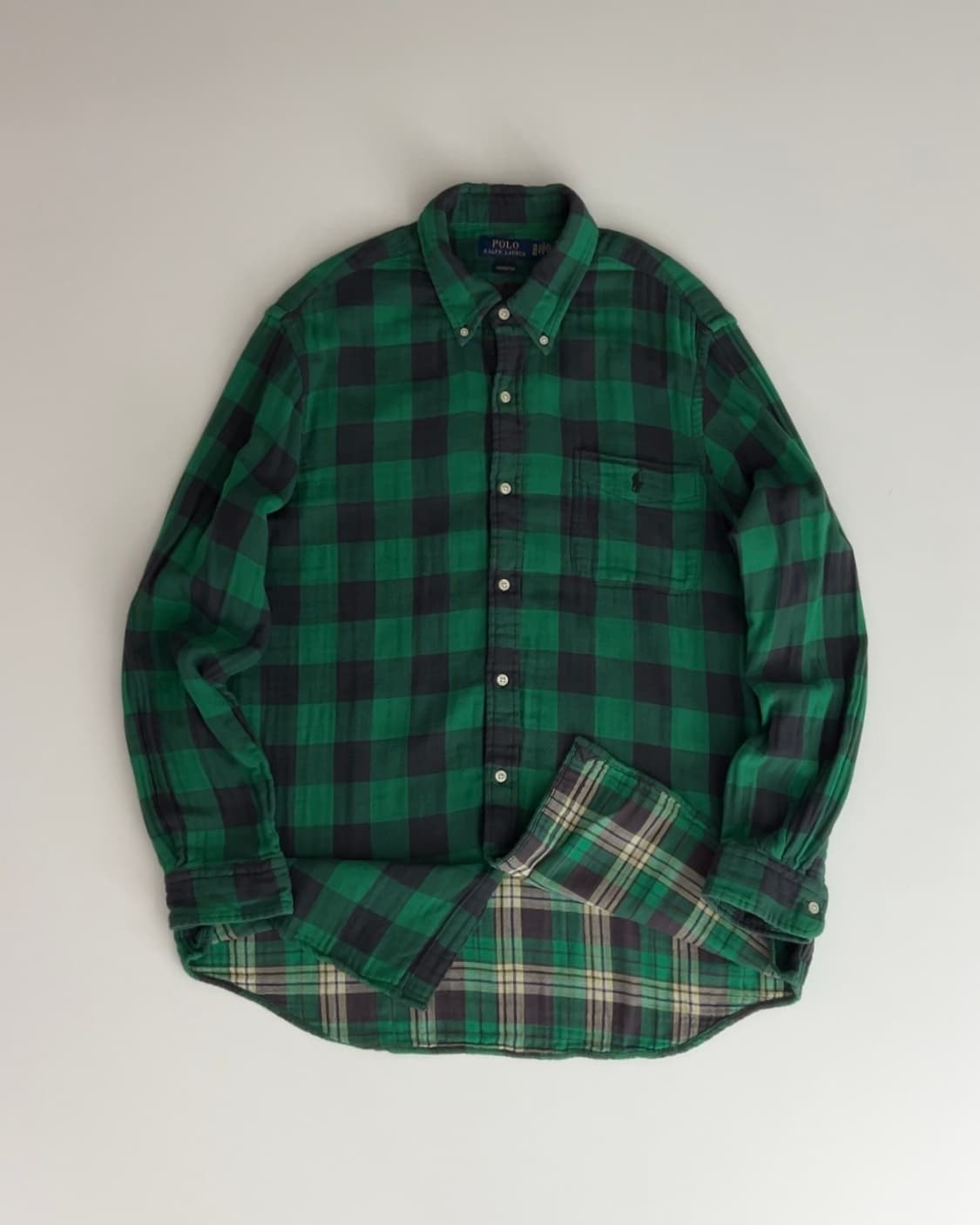 폴로 랄프로렌 그린 타탄체크 플란넬 셔츠 XL 상품이미지1