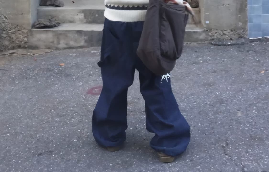 스트라이프 백포인트 핀턱 팬츠 상품이미지9