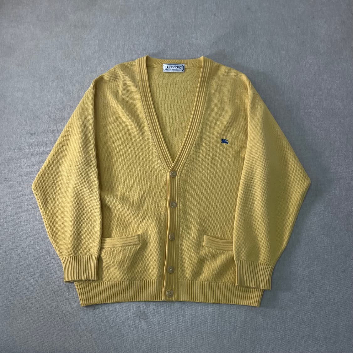 100 버버리 90s 기마로고 옐로우 코튼 가디건 상품이미지1