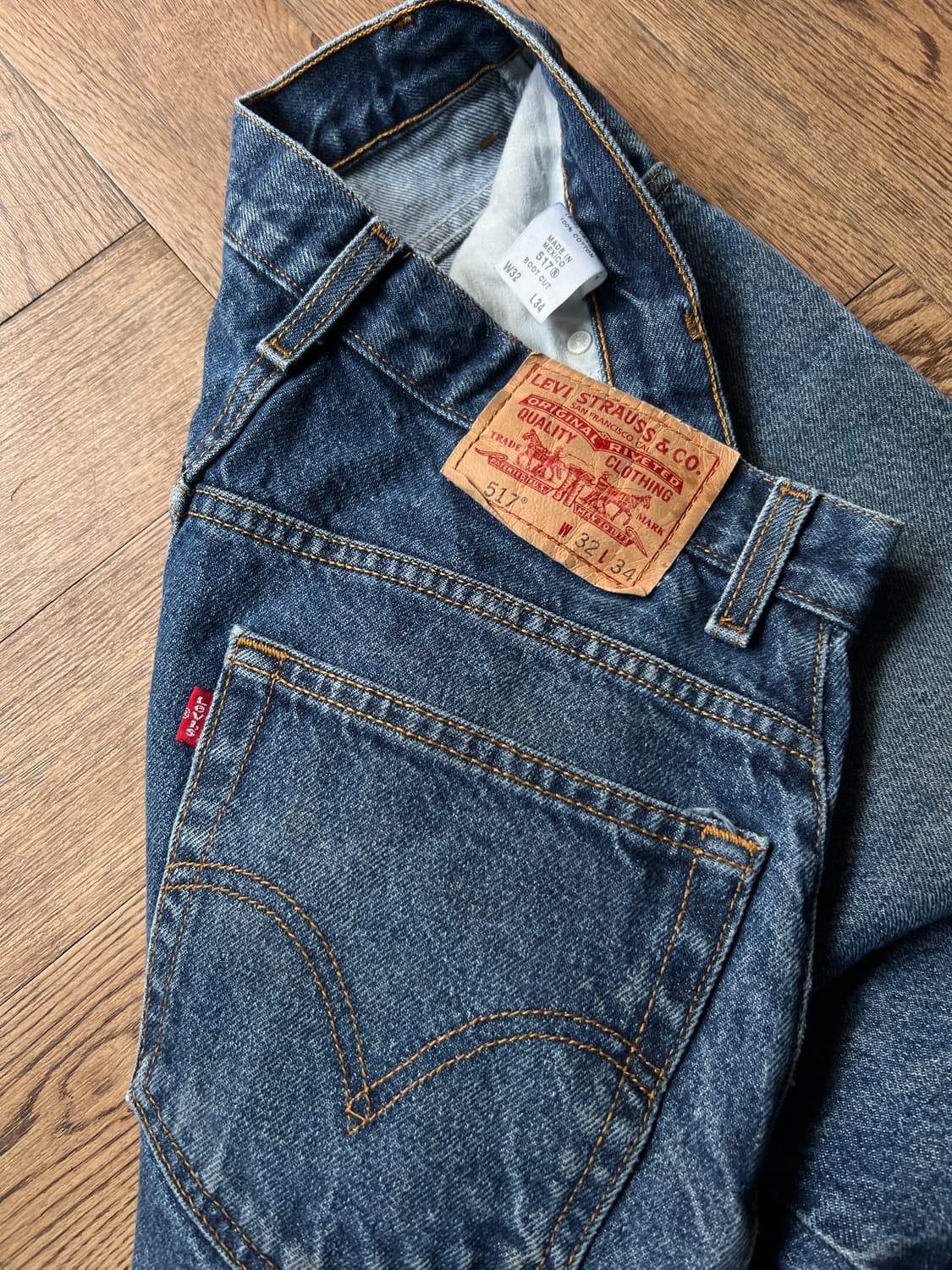 [32]00's 리바이스 USA 517 빈티지 워싱 플레어핏 데님 팬츠 상품이미지7