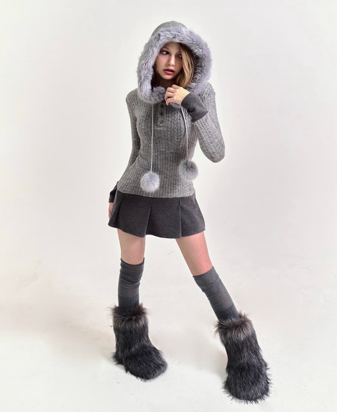 포어링 스노우볼 원피스 [그레이] 상품이미지2