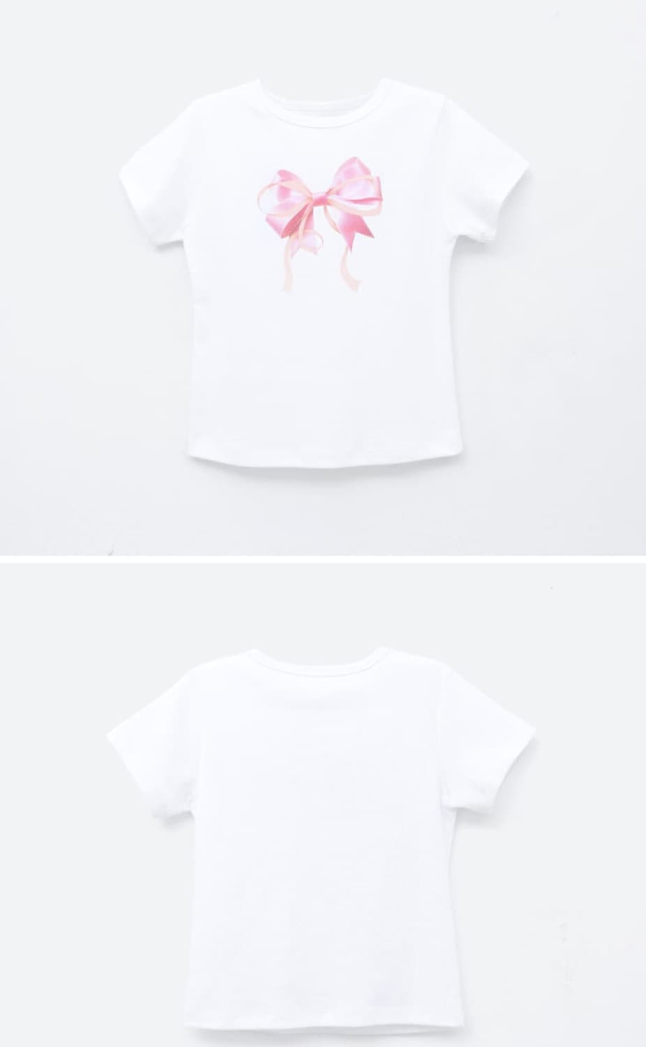 론론  DOUBLE RIBBON SLIM CROP T SHIRT WHIT 상품이미지3