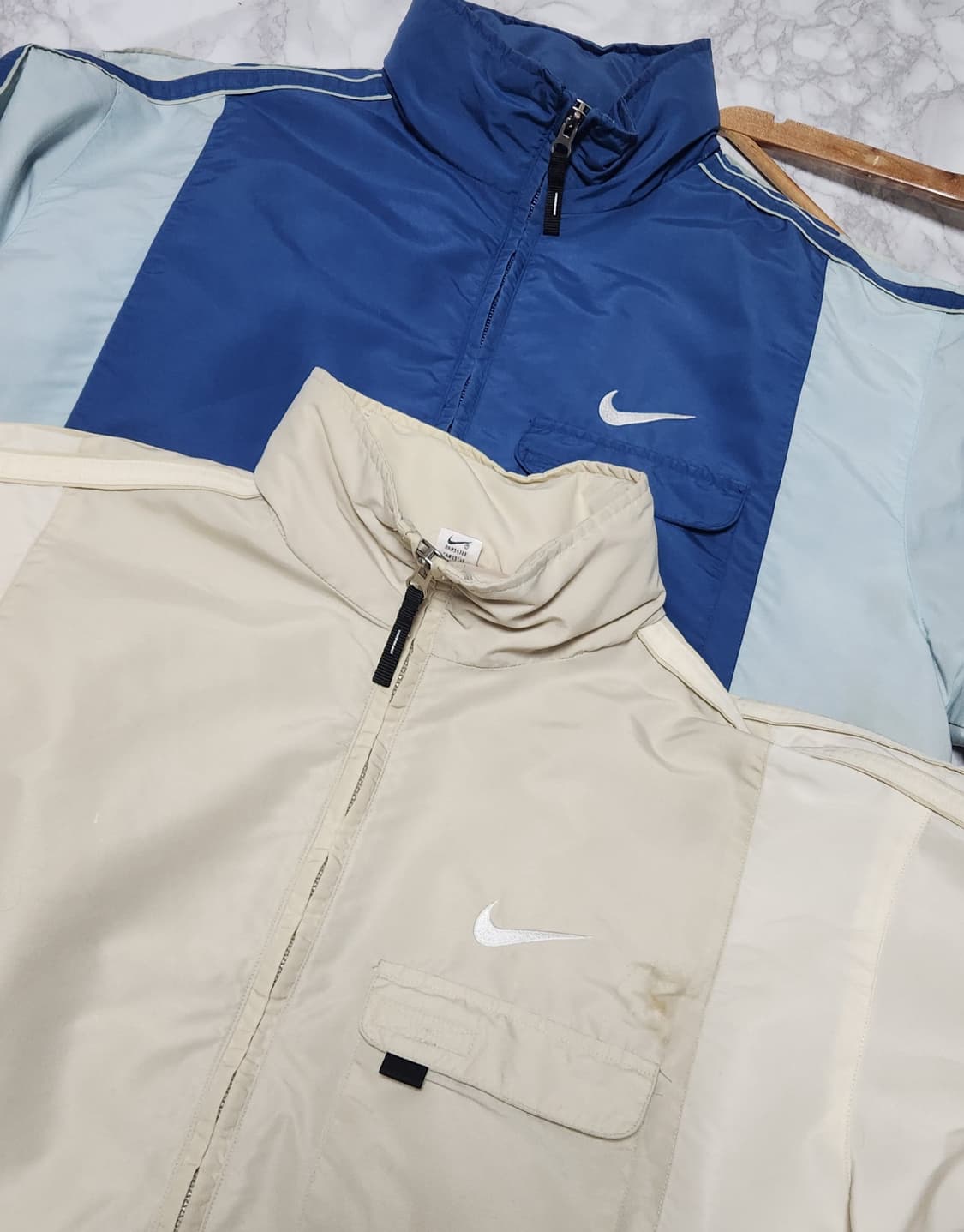 XL 나이키 빅로고 올드스쿨 베이지X아이보리 90S 바람막이 자켓 상품이미지9