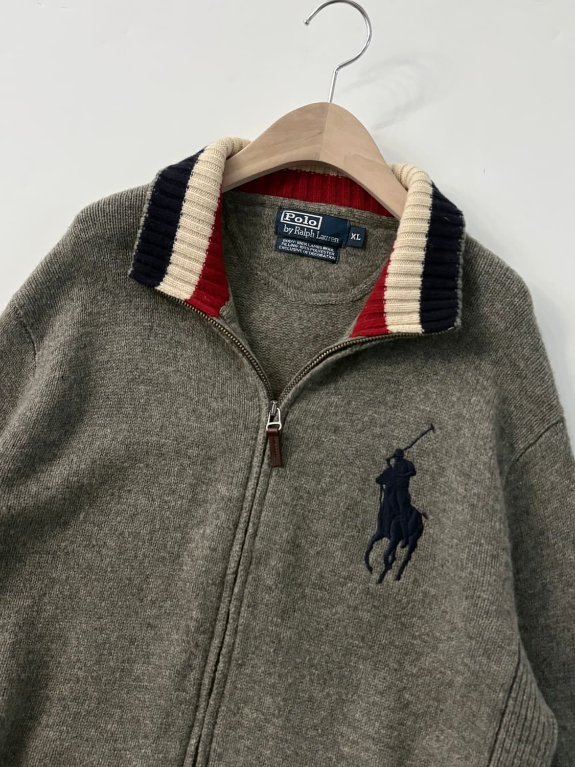 Polo 폴로 랄프로렌 빅포니자수 그레이컬러 램스울 니트집업 상품이미지3