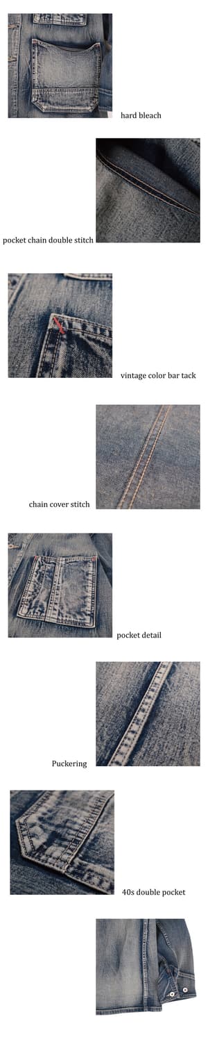 [3] 본로우 24fw 40s 빈티지 커버올 자켓 블리치 인디고 상품이미지4