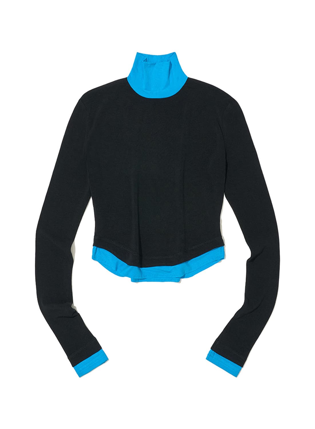 파르티멘토 더블 레이어드 하이넥 티셔츠 블루블랙 상품이미지2