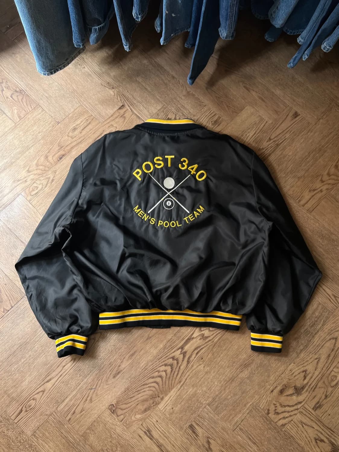 [XL]80's Made in USA POST 340 블랙 바시티 자켓 상품이미지1