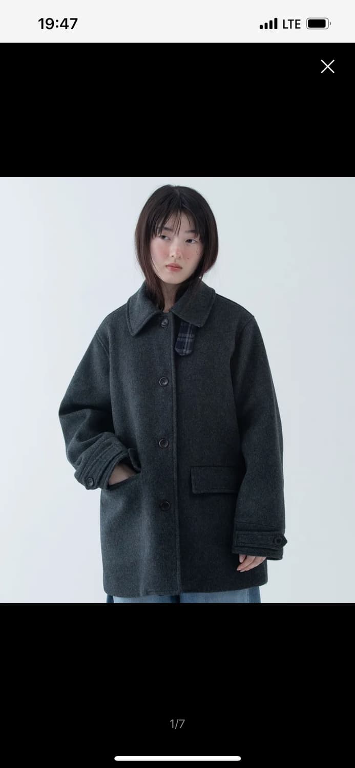 오헤시오 체크 코트 CHECK HALF WOOL COAT, CHARCOA 상품이미지1