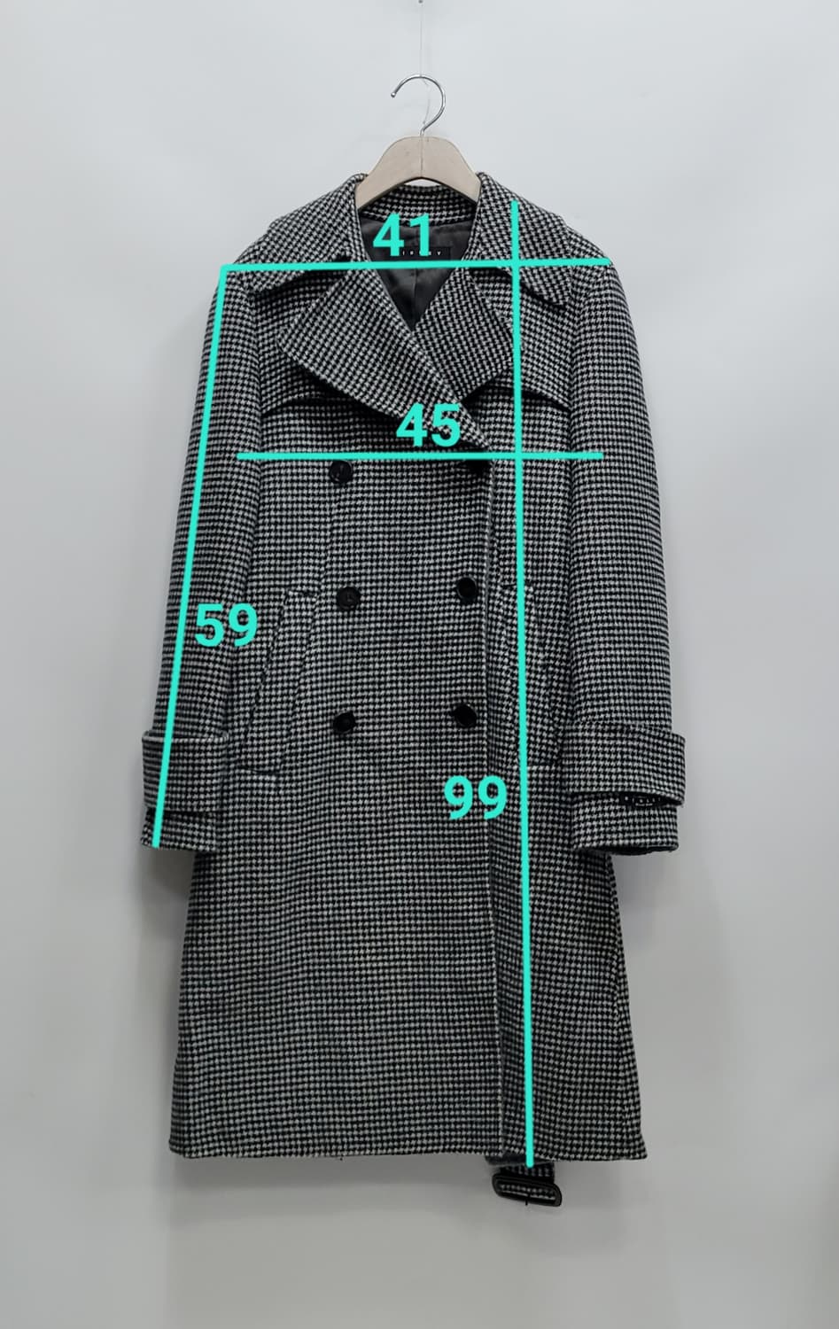 SISLEY 시슬리 벨티드 모노 체크 울 코트 / 여 42 (90)
 상품이미지10