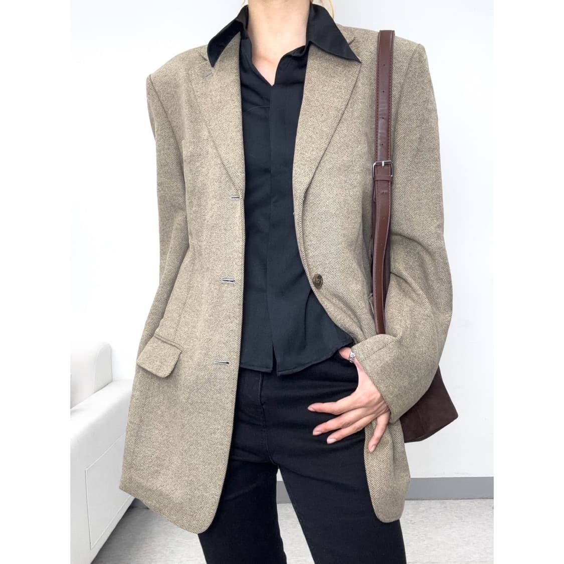 빈티지 베이지 블레이저 울 자켓 상품이미지2