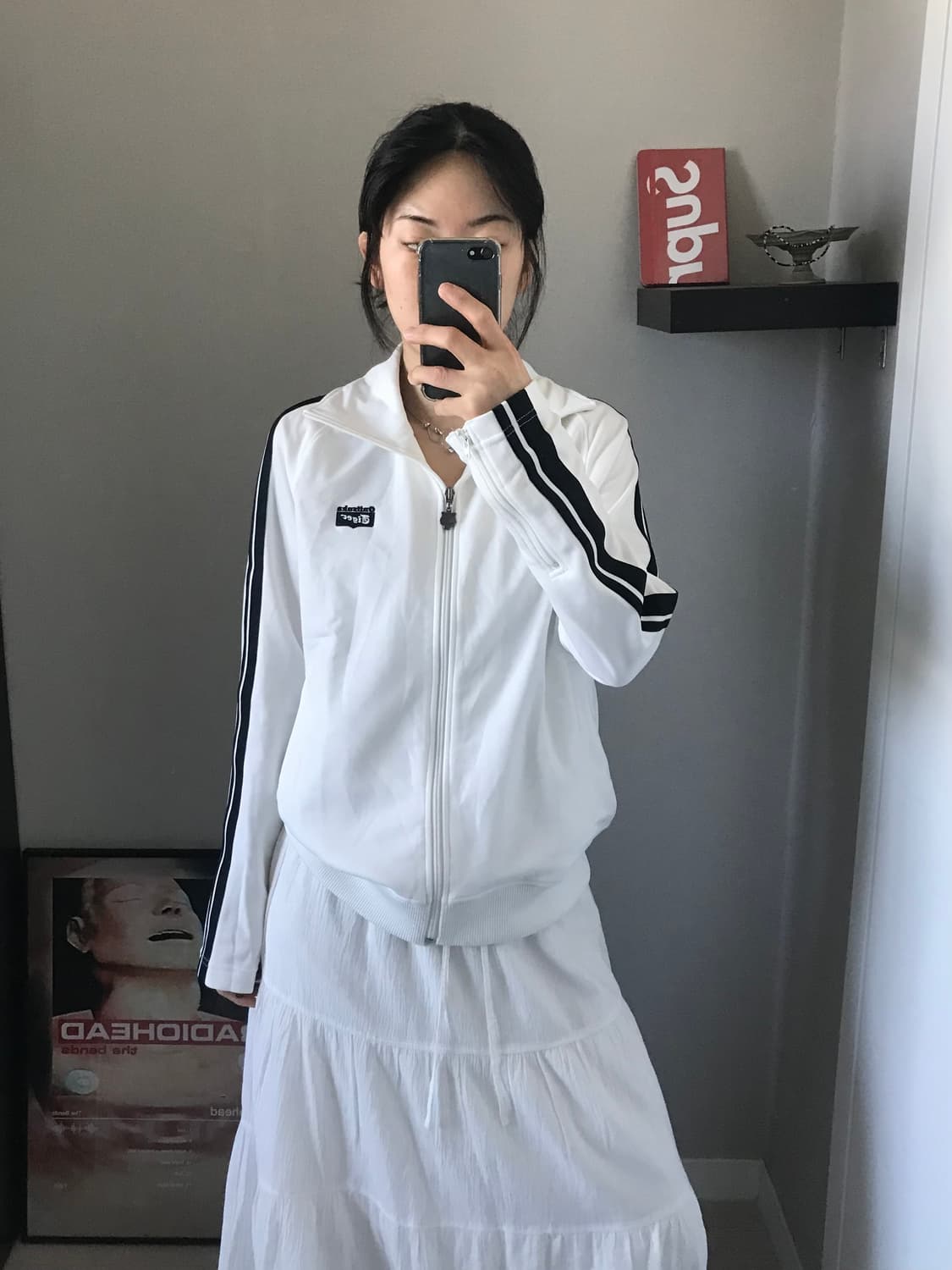 오니츠카 타이거 일본라인 사이드라인 화이트 트랙탑 져지 상품이미지1