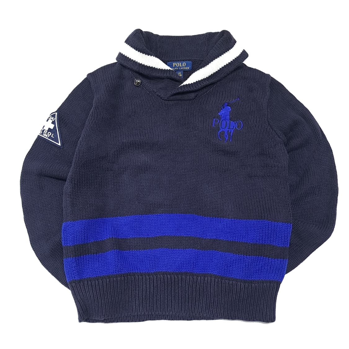 CL150 L 폴로 코튼 빅포니 자수 숄카라 니트 상품이미지1