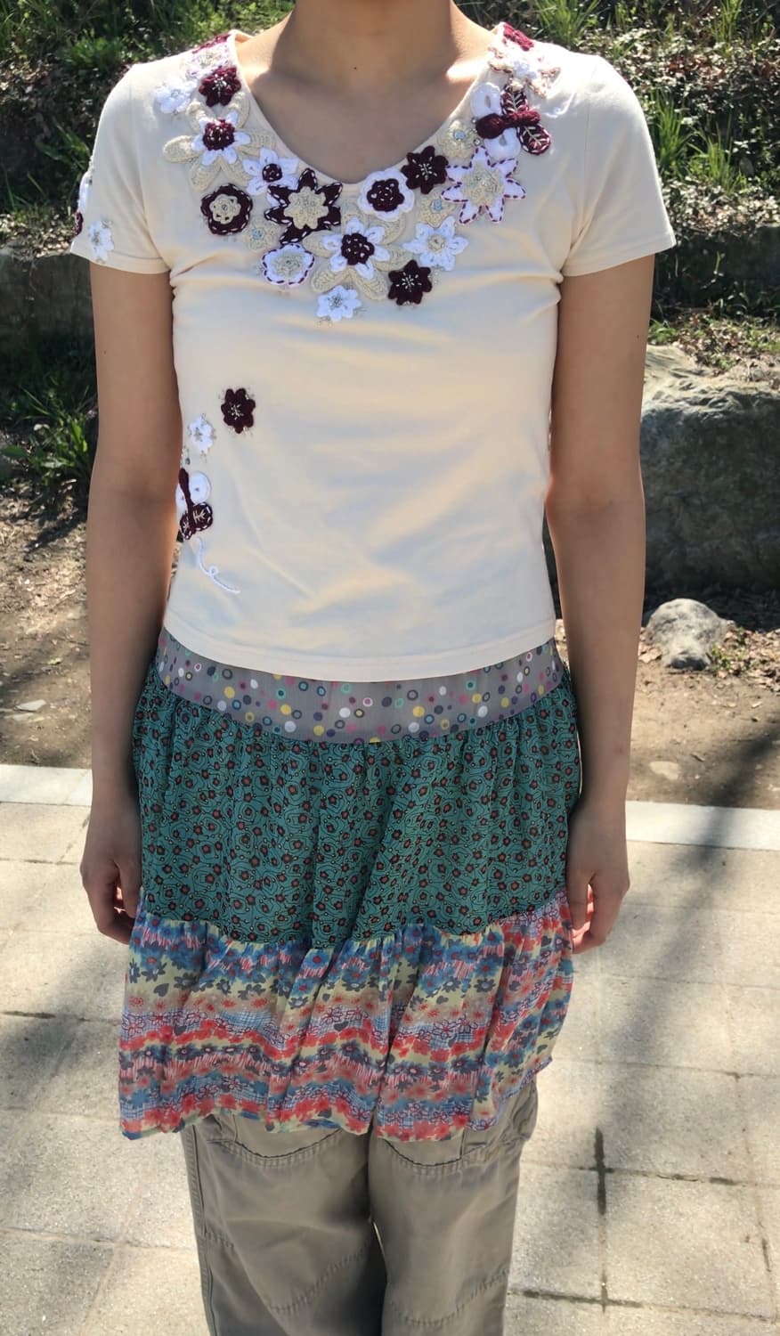 모리걸 패턴 티어드 스커트  상품이미지3