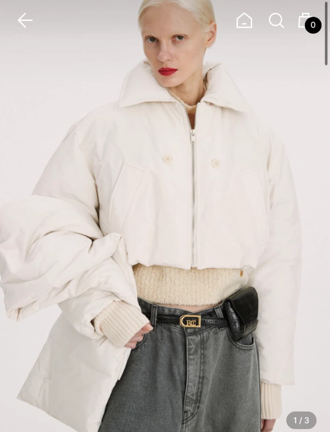 렉토 SHAWL DETAIL CROP DOWN JUMPER / S (1회 상품이미지3