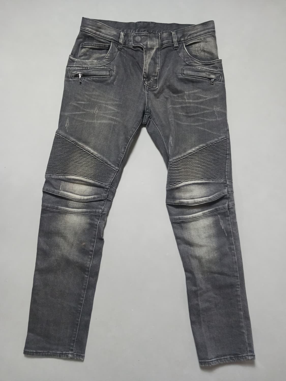 [34] 발망 데미지 워싱 블랙 바이커진 청바지 상품이미지1