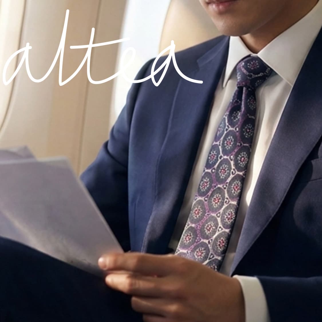 알테아 실크 네이비 퍼플 패턴 넥타이 9.1cm A+등급 K2459 상품이미지1