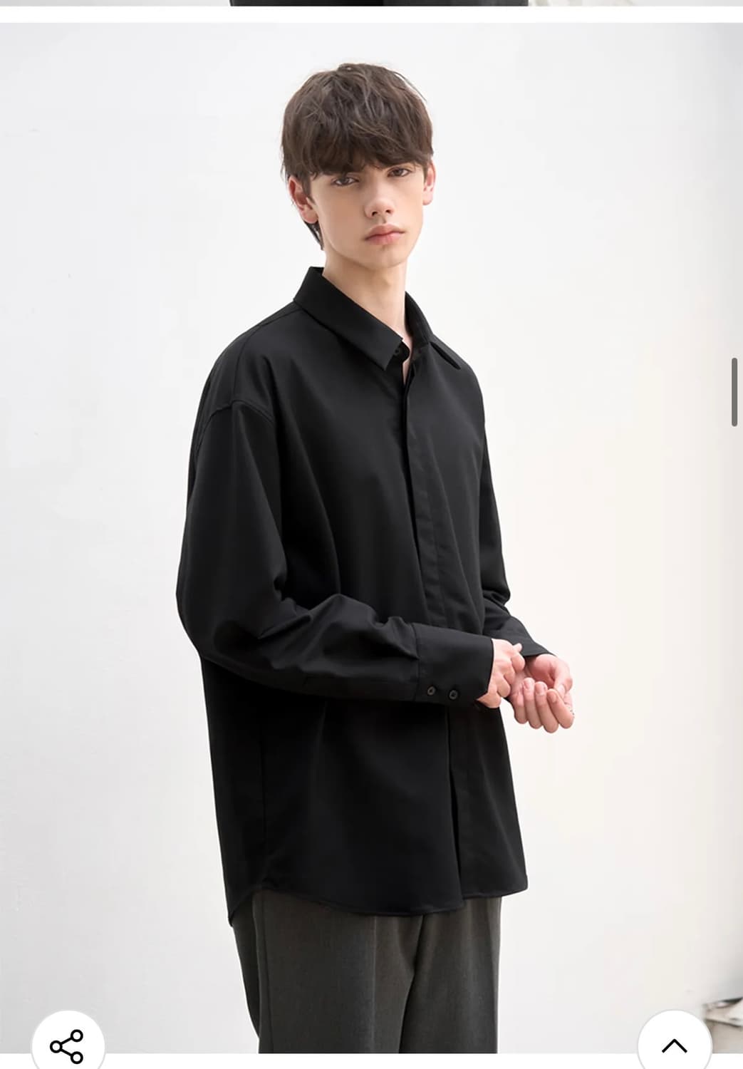 (L) 드로우핏 오버사이즈 히든 미니멀 셔츠 [BLACK] 판매 상품이미지6