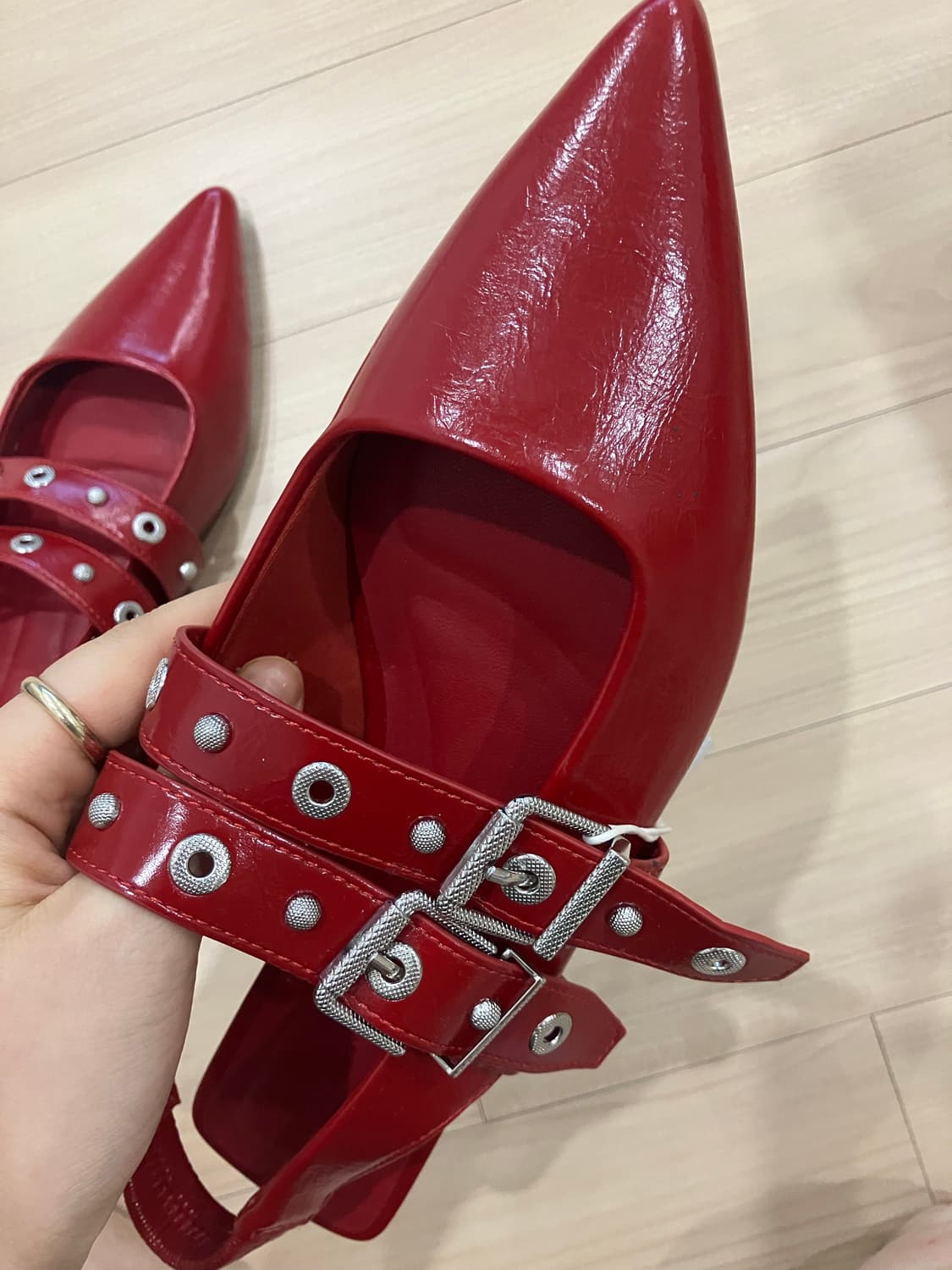 Stradivarius red 레드 슈즈 발레 플랫슈즈 스트라디바리우스 상품이미지2