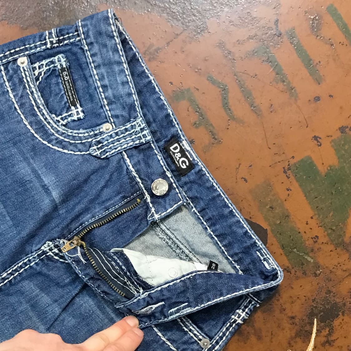 돌체앤가바나 중청 워시드 데님 미니 스커트 허리 24 25 사이즈 상품이미지4