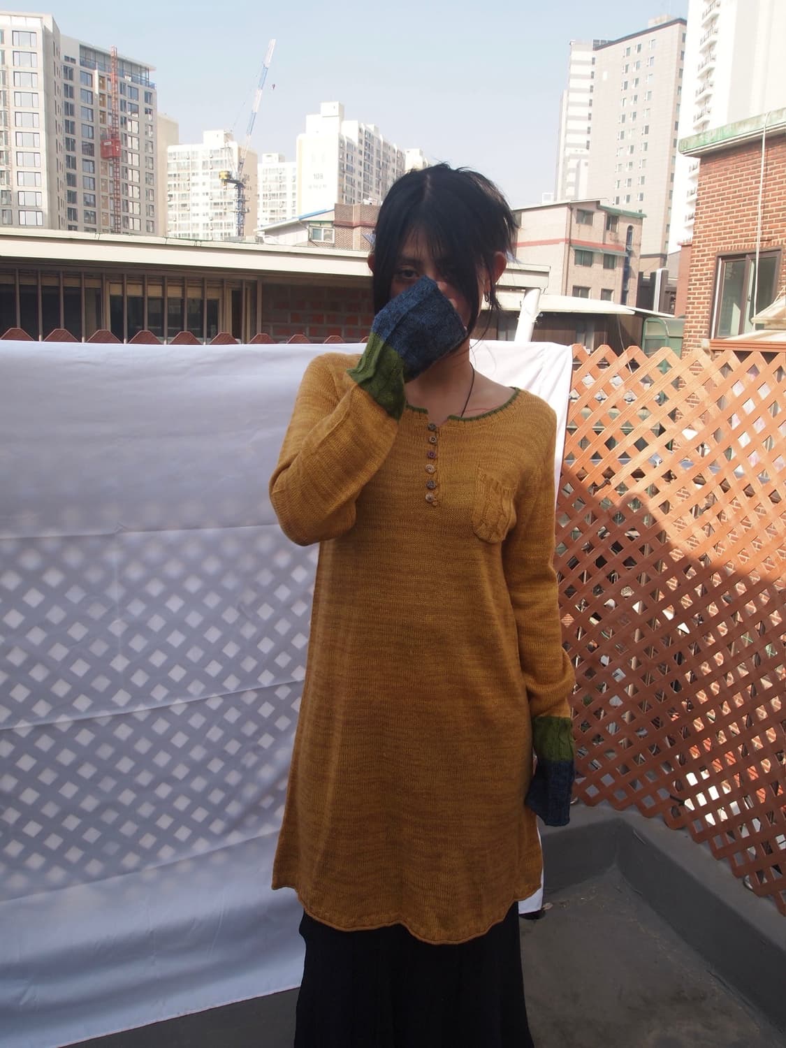 IRIEY 버튼 슬리브 롱 니트 상품이미지3