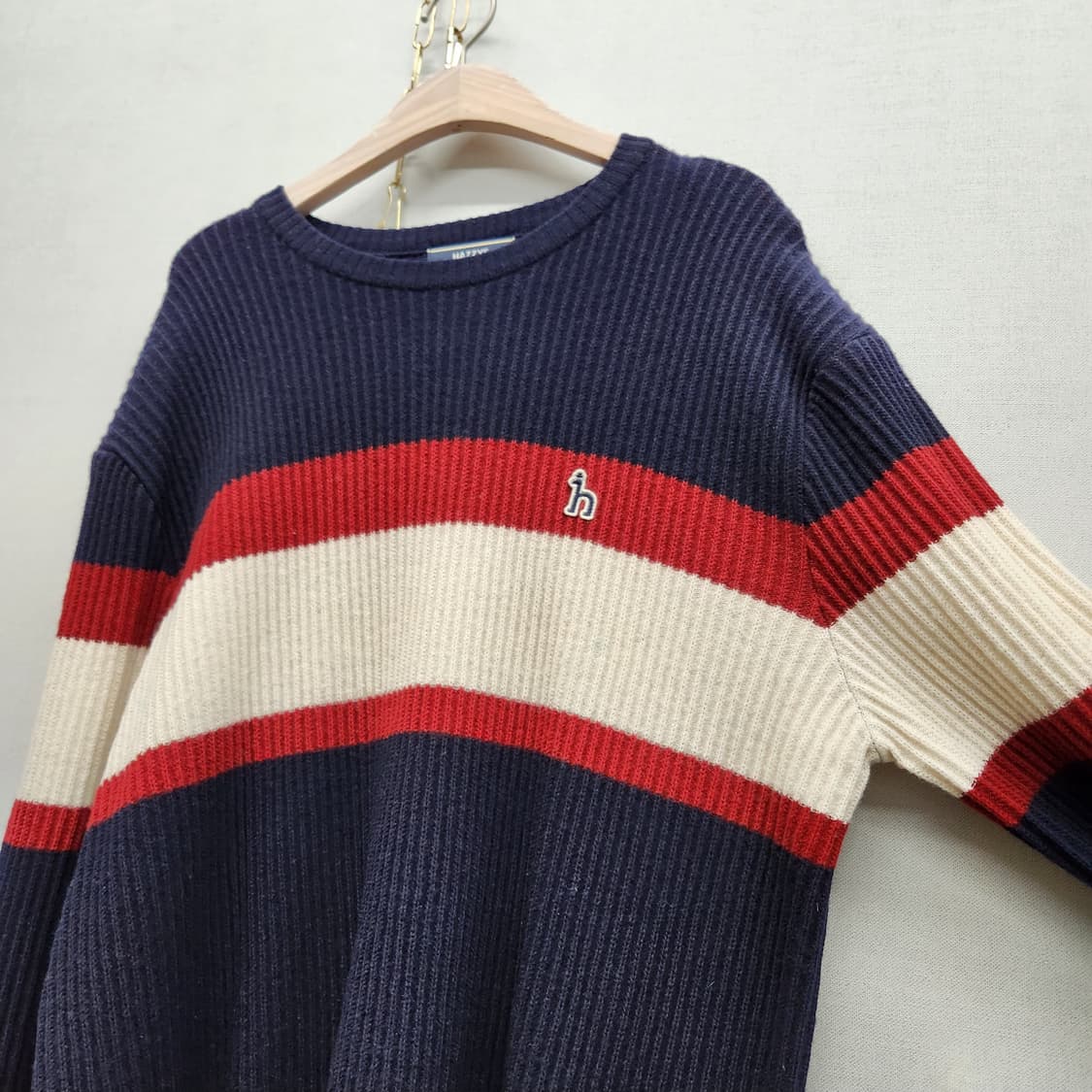 헤지스 배색 스트라이프 골지 모 니트 95(L) 상품이미지3
