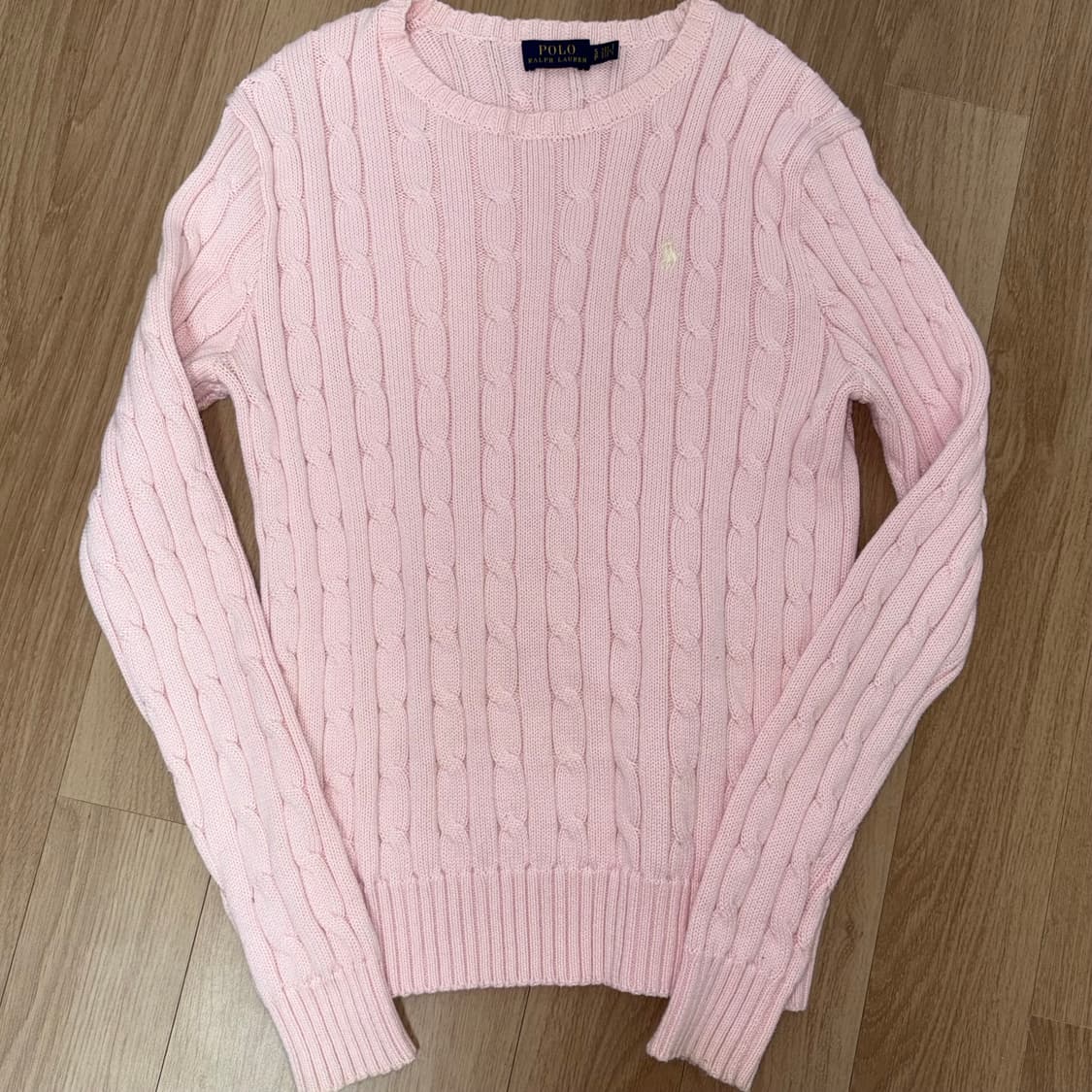 폴로 폴로랄프로렌 빈티지 연핑크 핑크 케이블 꽈배기 니트 판매 상품이미지1