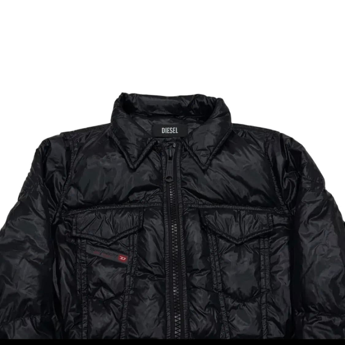 디젤 빈티지 딱붙핏 경량패딩 포켓 카라 자켓 블랙 2XS 상품이미지2