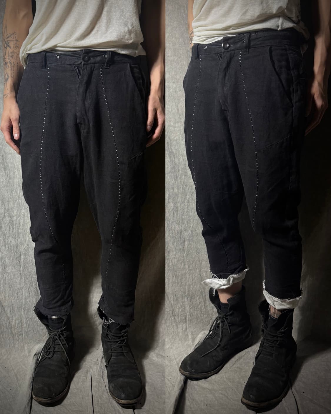 KMRii Hand-Stitched Linen Cropped Pants  상품이미지1