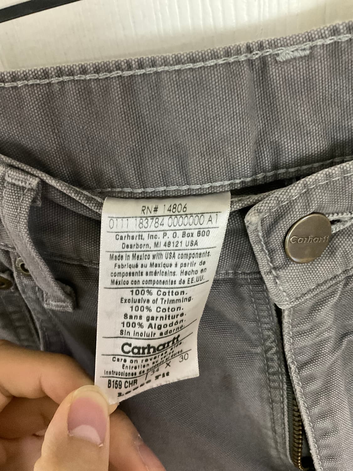 빈티지 칼하트 싱글니 차콜 34 상품이미지3
