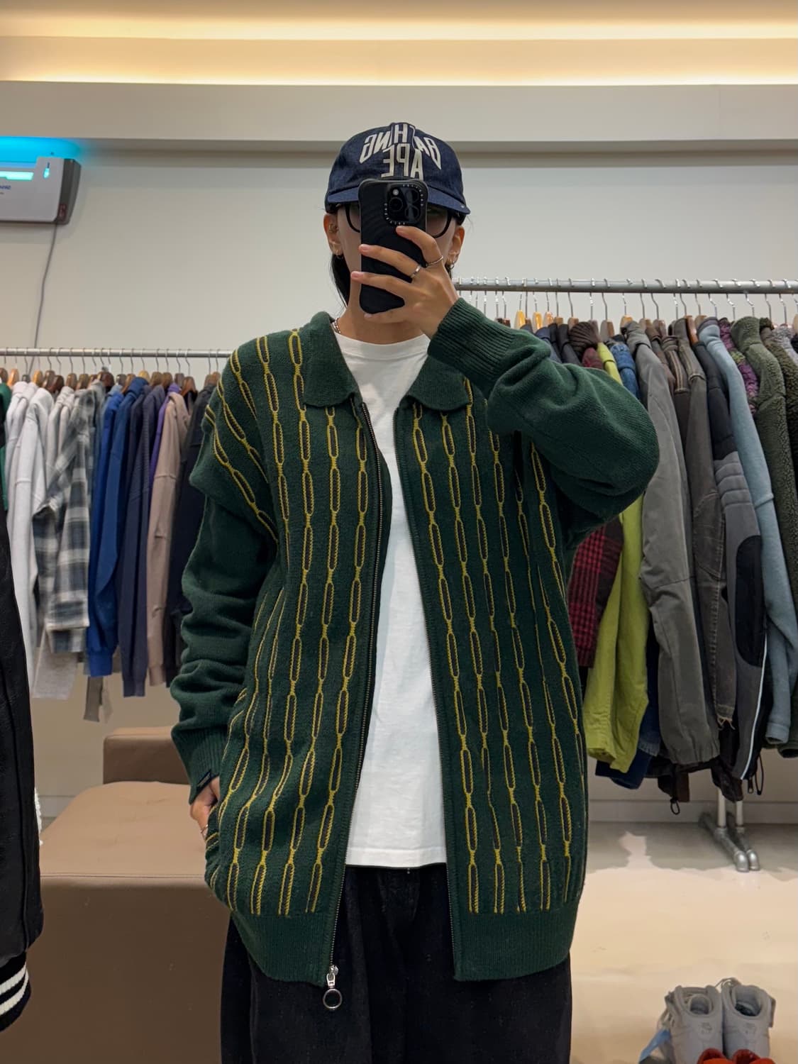 디스이즈네버댓 골드 체인 패턴 니트 집업 상품이미지7