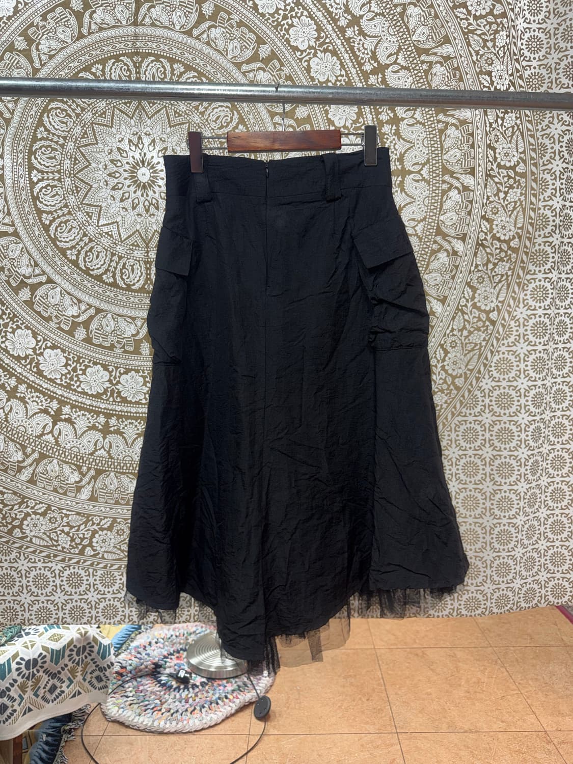 빈티지 여성 레이스 카고 롱 스커트  상품이미지5