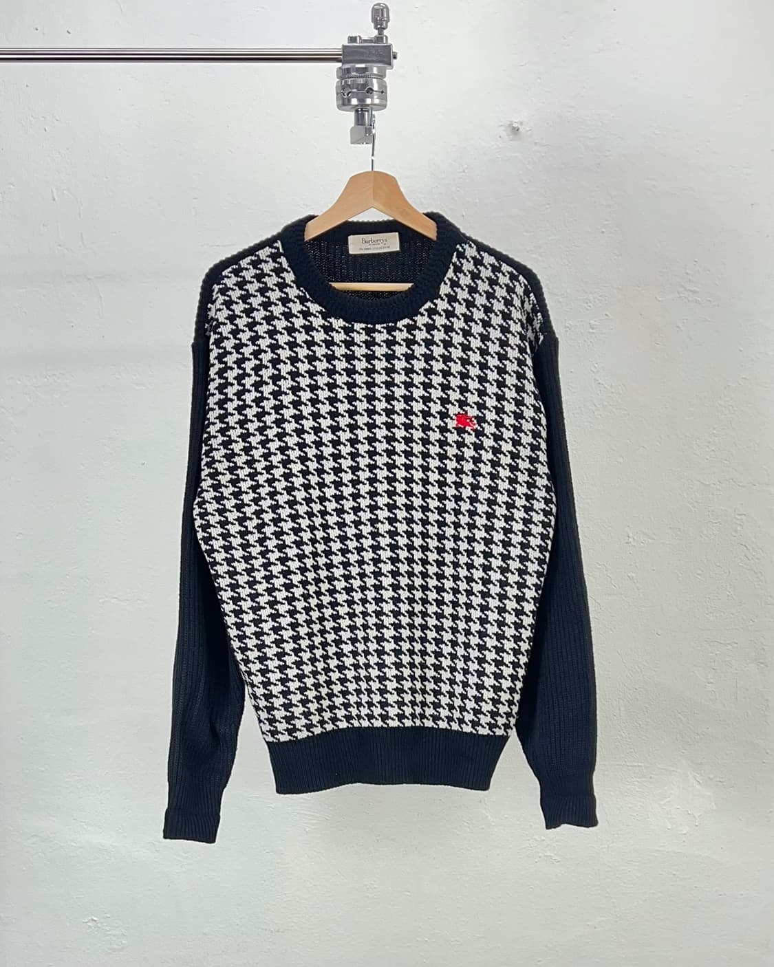90s 버버리 하운드 투스 코튼 니트 스웨터 상품이미지1