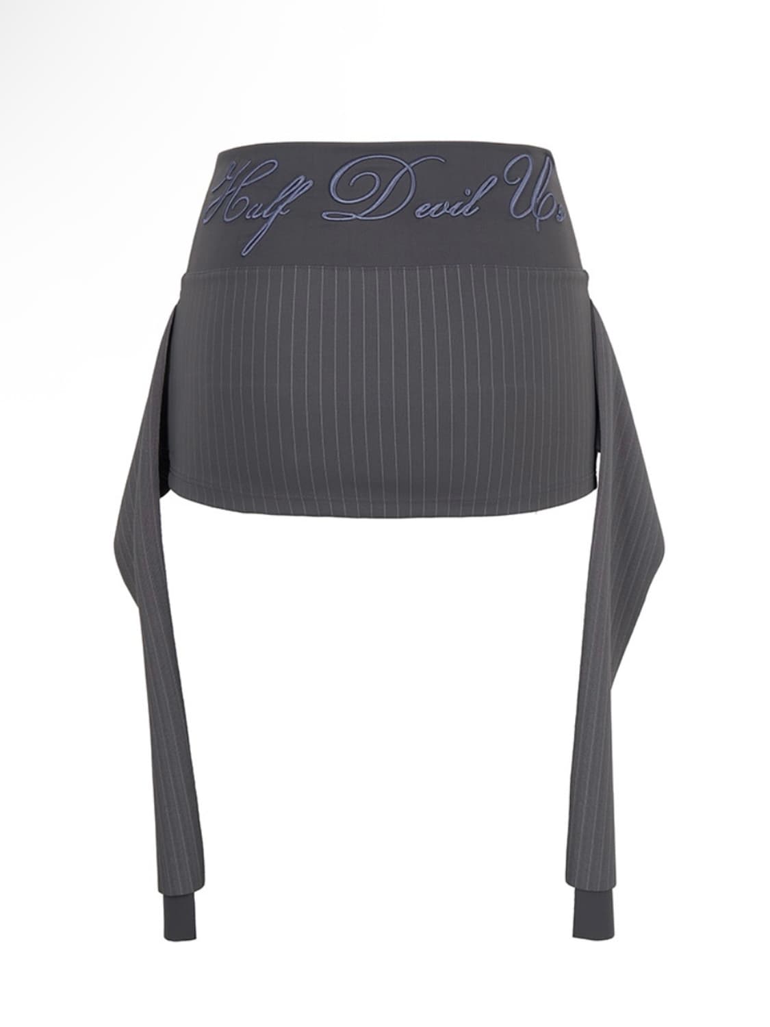 하프데빌어스 스트라이프 트위스트 랩 스커트_챠콜 상품이미지3