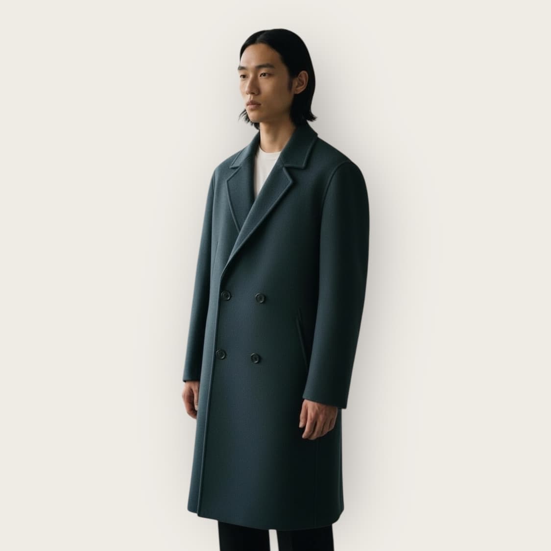 100/ 타임옴므 스모크블루 캐시미어 핸드메이드 더젠틀 코트 상품이미지1