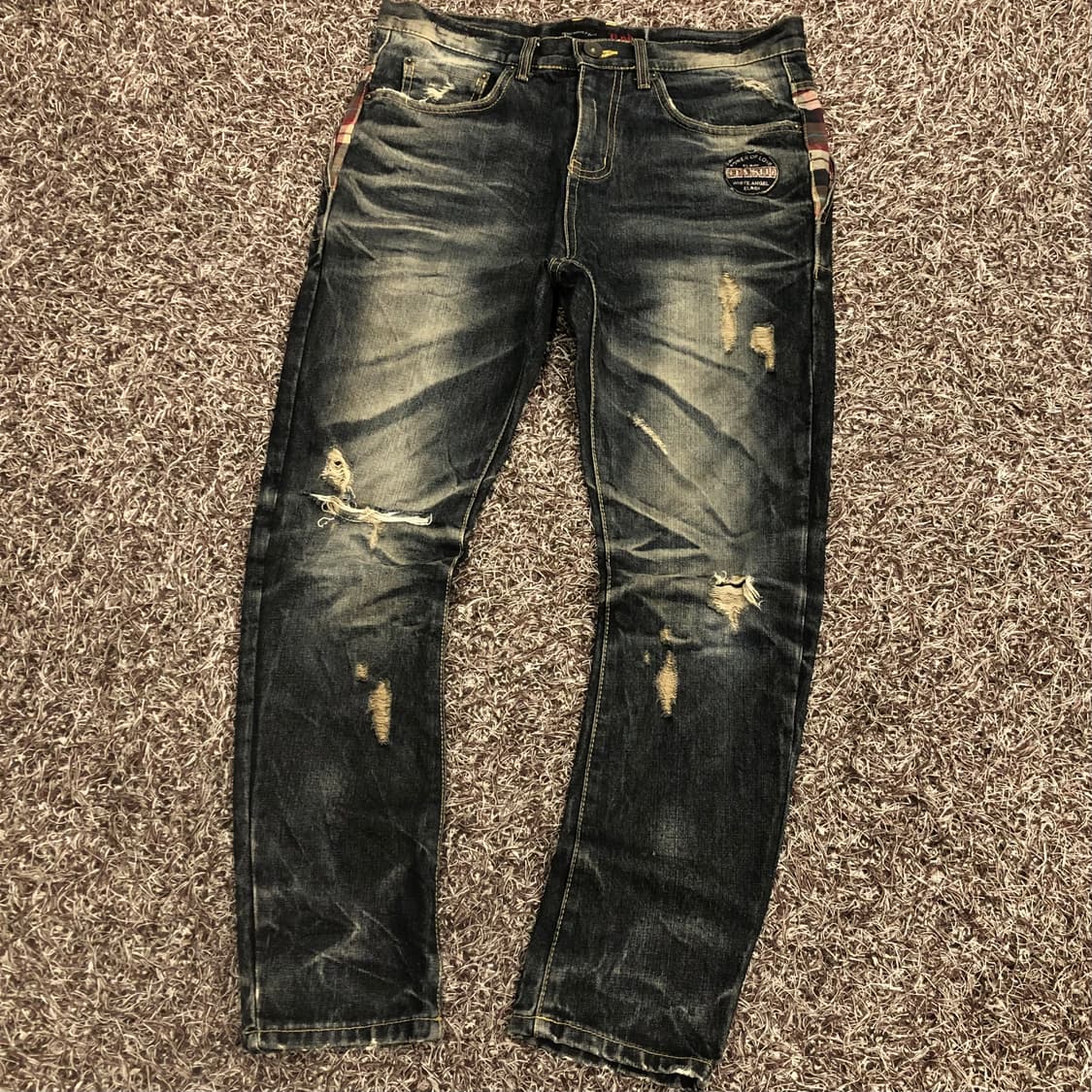 ILDF 펑크 패치 데미지 디스 워싱 데님 팬츠 상품이미지1