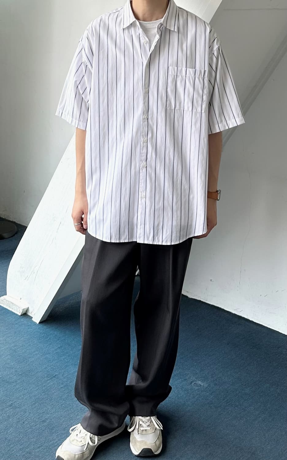 Light cotton poly design BIG H/S shirt 상품이미지8