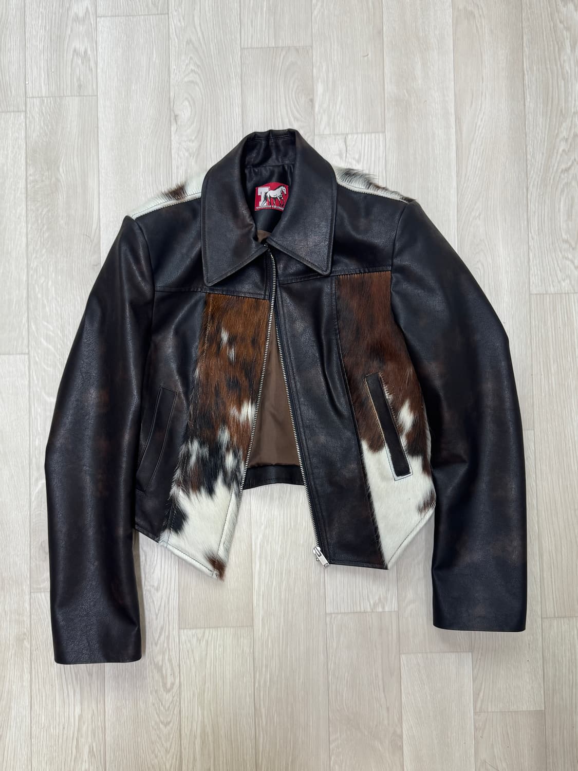 투머치택스 TMT 헤어리 레더 어시메트릭 자켓 / 브라운 / S사이즈 상품이미지5