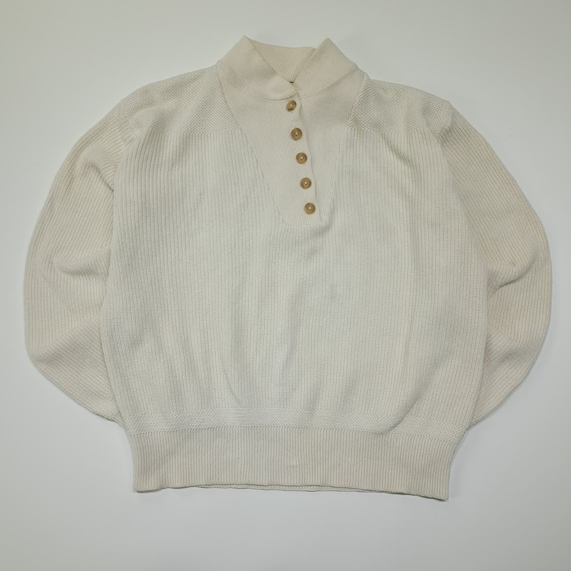 CL039 엘엘빈 80s 오리지널 미제 빈티지 아이보리 헨리넥 니트 상품이미지1